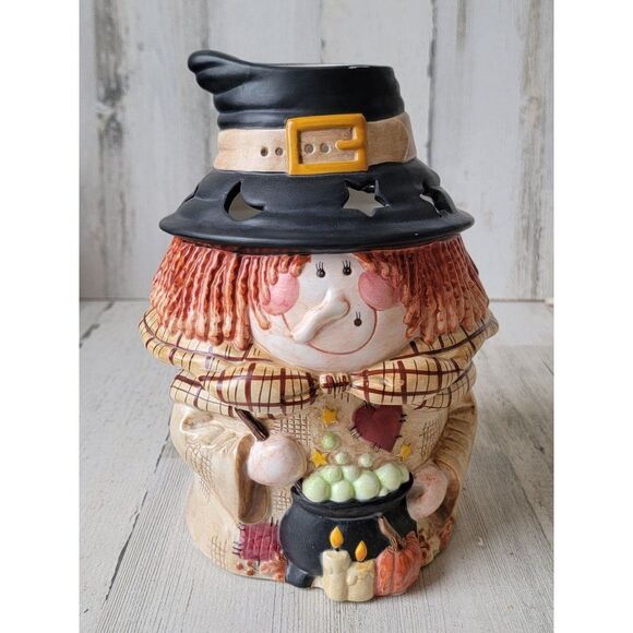 Yankee Candle ceramic witch cauldron holder Halloween star moon - Picture 2 of 11